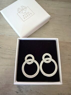 BRAND NEW! Silver Crystal Double Circle Earrings from The Ring Boxes
